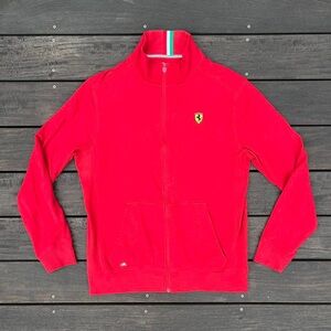 Y2K Red Ferrari Sweatshirt Full Zip Track Jacket w/ Ferrari Graphics and Logo